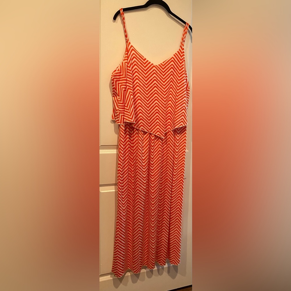 Orange and White Chevron Dress